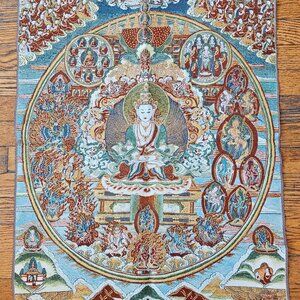 Legou Silk Embroidery Tibetan Thangka with Kashgari Buddha wall hanging (NEW)